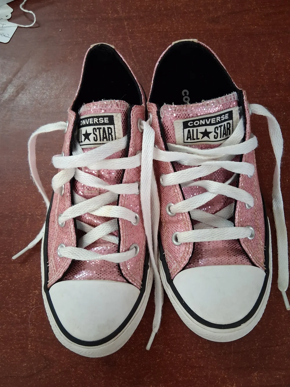Converse Kids Pink Sequin Low Top Sneakers